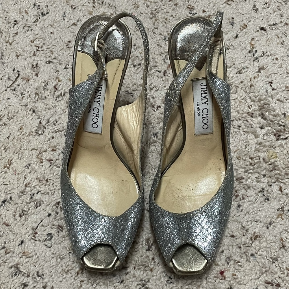 Jimmy Choo silver formal heels